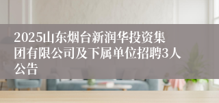 2025山东烟台新润华投资集团有限公司及下属单位招聘3人公告