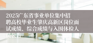 2025广东省事业单位集中招聘高校毕业生肇庆高新区岗位面试成绩、综合成绩与入围体检人员公告