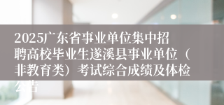 2025广东省事业单位集中招聘高校毕业生遂溪县事业单位（非教育类）考试综合成绩及体检公告
