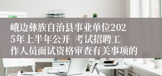 峨边彝族自治县事业单位2025年上半年公开  考试招聘工作人员面试资格审查有关事项的公告