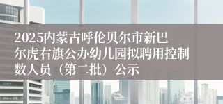 2025内蒙古呼伦贝尔市新巴尔虎右旗公办幼儿园拟聘用控制数人员（第二批）公示