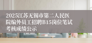 2025江苏无锡市第二人民医院编外员工招聘B15岗位笔试考核成绩公示