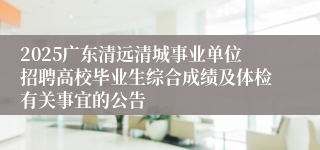 2025广东清远清城事业单位招聘高校毕业生综合成绩及体检有关事宜的公告