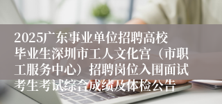 2025广东事业单位招聘高校毕业生深圳市工人文化宫（市职工服务中心）招聘岗位入围面试考生考试综合成绩及体检公告