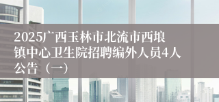 2025广西玉林市北流市西埌镇中心卫生院招聘编外人员4人公告（一）