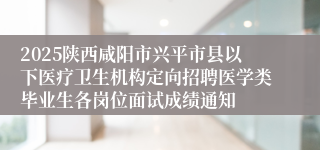 2025陕西咸阳市兴平市县以下医疗卫生机构定向招聘医学类毕业生各岗位面试成绩通知