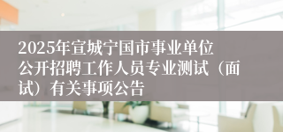 2025年宣城宁国市事业单位公开招聘工作人员专业测试（面试）有关事项公告