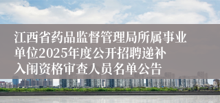 江西省药品监督管理局所属事业单位2025年度公开招聘递补入闱资格审查人员名单公告 
