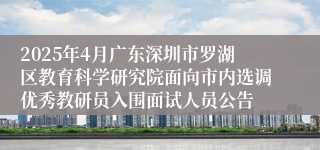 2025年4月广东深圳市罗湖区教育科学研究院面向市内选调优秀教研员入围面试人员公告