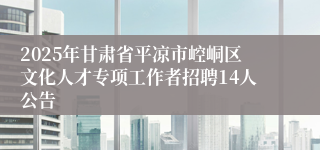 2025年甘肃省平凉市崆峒区文化人才专项工作者招聘14人公告