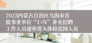 2025内蒙古自治区乌海市首批事业单位“1+N”补充招聘工作人员递补进入体检范围人员的公告