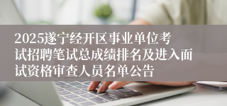 2025遂宁经开区事业单位考试招聘笔试总成绩排名及进入面试资格审查人员名单公告