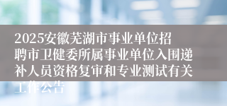 2025安徽芜湖市事业单位招聘市卫健委所属事业单位入围递补人员资格复审和专业测试有关工作公告