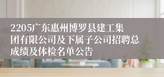 2205广东惠州博罗县建工集团有限公司及下属子公司招聘总成绩及体检名单公告