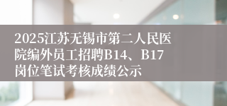 2025江苏无锡市第二人民医院编外员工招聘B14、B17岗位笔试考核成绩公示