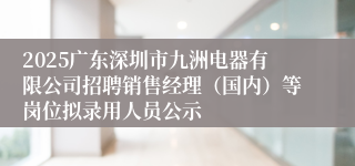 2025广东深圳市九洲电器有限公司招聘销售经理（国内）等岗位拟录用人员公示