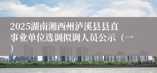 2025湖南湘西州泸溪县县直事业单位选调拟调人员公示（一）