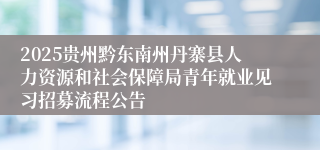 2025贵州黔东南州丹寨县人力资源和社会保障局青年就业见习招募流程公告