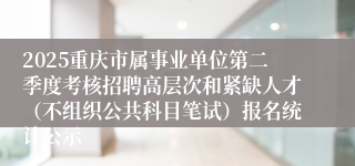 2025重庆市属事业单位第二季度考核招聘高层次和紧缺人才（不组织公共科目笔试）报名统计公示