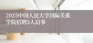 2025中国人民大学国际关系学院招聘3人启事