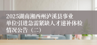 2025湖南湘西州泸溪县事业单位引进急需紧缺人才递补体检情况公告（二）