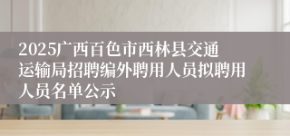 2025广西百色市西林县交通运输局招聘编外聘用人员拟聘用人员名单公示