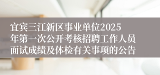 宜宾三江新区事业单位2025年第一次公开考核招聘工作人员面试成绩及体检有关事项的公告