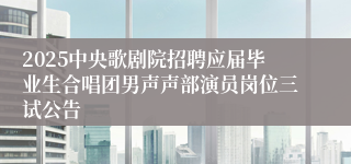 2025中央歌剧院招聘应届毕业生合唱团男声声部演员岗位三试公告