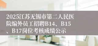 2025江苏无锡市第二人民医院编外员工招聘B14、B15、B17岗位考核成绩公示