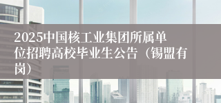 2025中国核工业集团所属单位招聘高校毕业生公告（锡盟有岗）