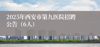 2025年西安市第九医院招聘公告（6人）