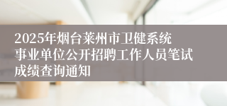 2025年烟台莱州市卫健系统事业单位公开招聘工作人员笔试成绩查询通知