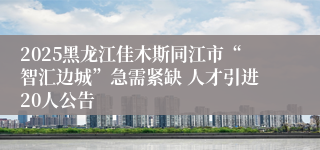 2025黑龙江佳木斯同江市“智汇边城”急需紧缺 人才引进20人公告