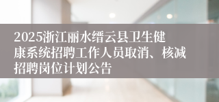 2025浙江丽水缙云县卫生健康系统招聘工作人员取消、核减招聘岗位计划公告