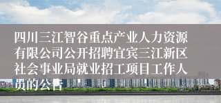 四川三江智谷重点产业人力资源有限公司公开招聘宜宾三江新区社会事业局就业招工项目工作人员的公告