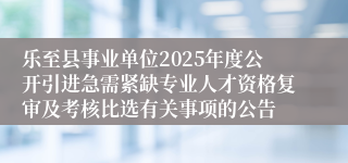 乐至县事业单位2025年度公开引进急需紧缺专业人才资格复审及考核比选有关事项的公告