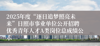 2025年度“逐日追梦照亮未来”日照市事业单位公开招聘 优秀青年人才A类岗位总成绩公示