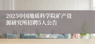 2025中国地质科学院矿产资源研究所招聘5人公告