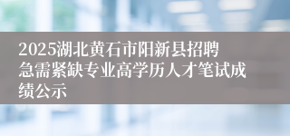 2025湖北黄石市阳新县招聘急需紧缺专业高学历人才笔试成绩公示