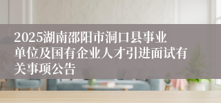 2025湖南邵阳市洞口县事业单位及国有企业人才引进面试有关事项公告