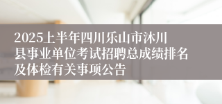 2025上半年四川乐山市沐川县事业单位考试招聘总成绩排名及体检有关事项公告
