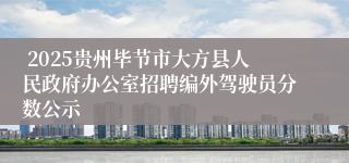  2025贵州毕节市大方县人民政府办公室招聘编外驾驶员分数公示