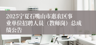 2025宁夏石嘴山市惠农区事业单位招聘人员（教师岗）总成绩公告