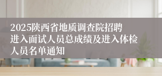 2025陕西省地质调查院招聘进入面试人员总成绩及进入体检人员名单通知