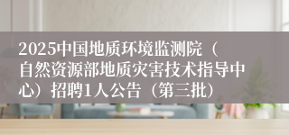 2025中国地质环境监测院（自然资源部地质灾害技术指导中心）招聘1人公告（第三批）