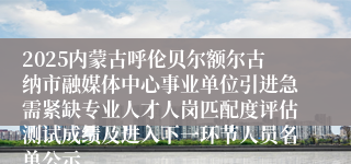 2025内蒙古呼伦贝尔额尔古纳市融媒体中心事业单位引进急需紧缺专业人才人岗匹配度评估测试成绩及进入下一环节人员名单公示
