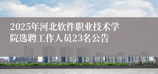 2025年河北软件职业技术学院选聘工作人员23名公告