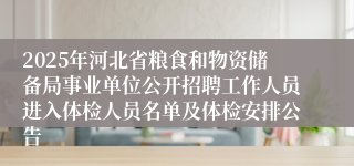 2025年河北省粮食和物资储备局事业单位公开招聘工作人员进入体检人员名单及体检安排公告