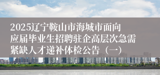 2025辽宁鞍山市海城市面向应届毕业生招聘驻企高层次急需紧缺人才递补体检公告（一）