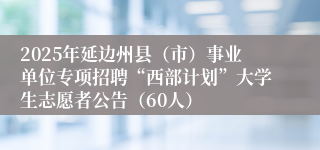 2025年延边州县（市）事业单位专项招聘“西部计划”大学生志愿者公告（60人）